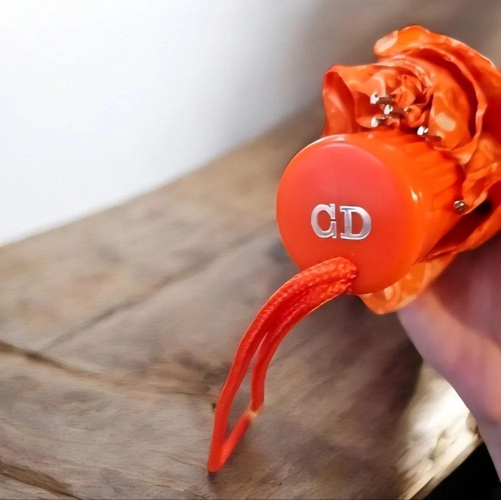 Vintage Christian Dior 70s 80s Orange Paisley pattern Umbrella - Picture 11 of 15